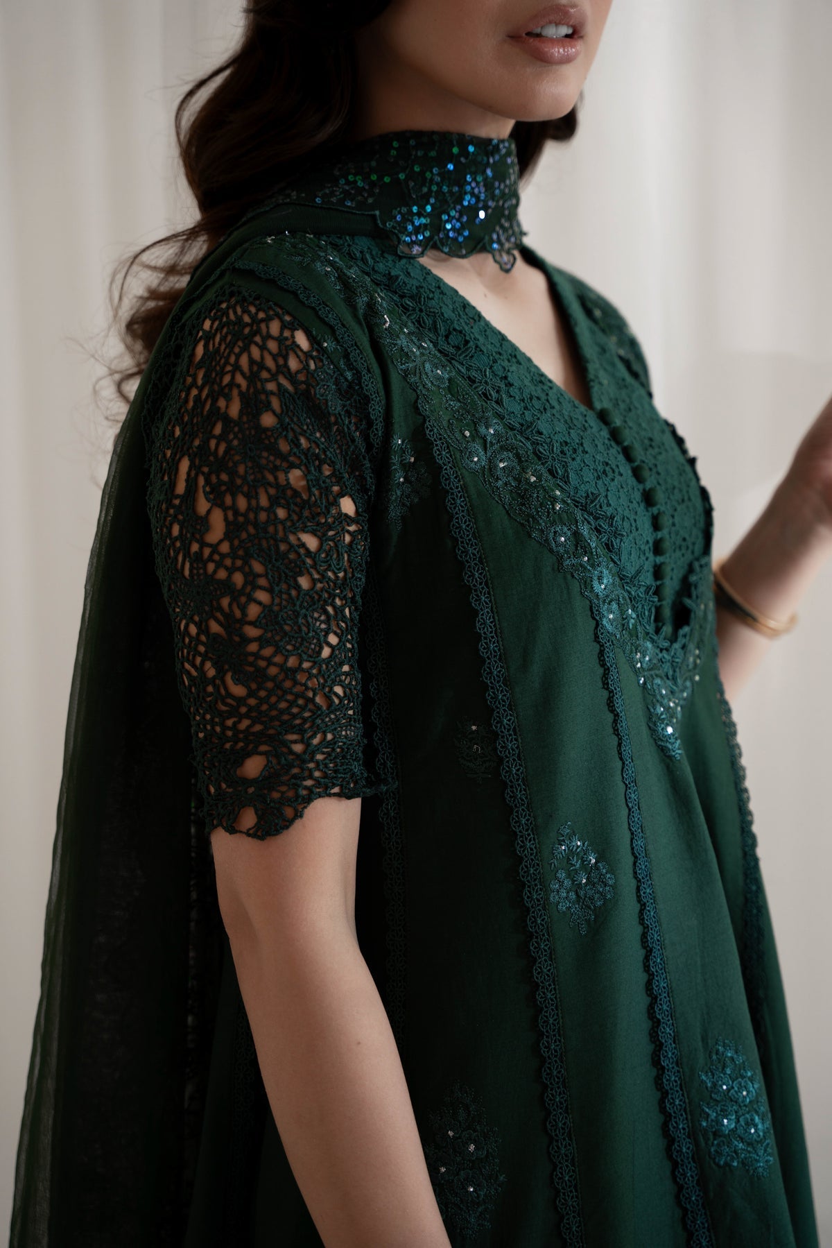 emerald green eid dress Emerald Green Lawn Kameez Salwar Pakistani Eid Dress CUSTOM SIZE