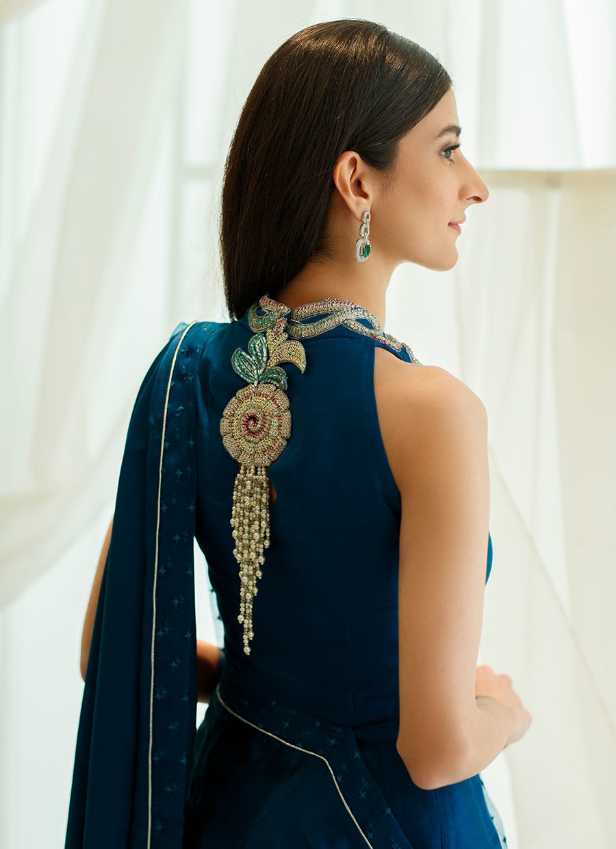 AZTEC BLUE SAREE PANTS