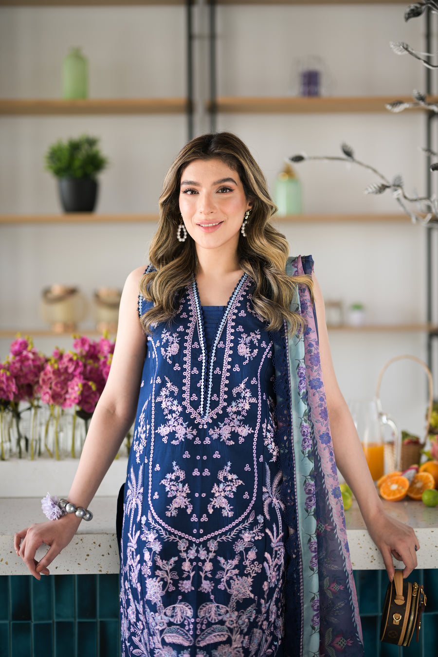 princess polly baby blue dress ZAINAB (NAVY BLUE )