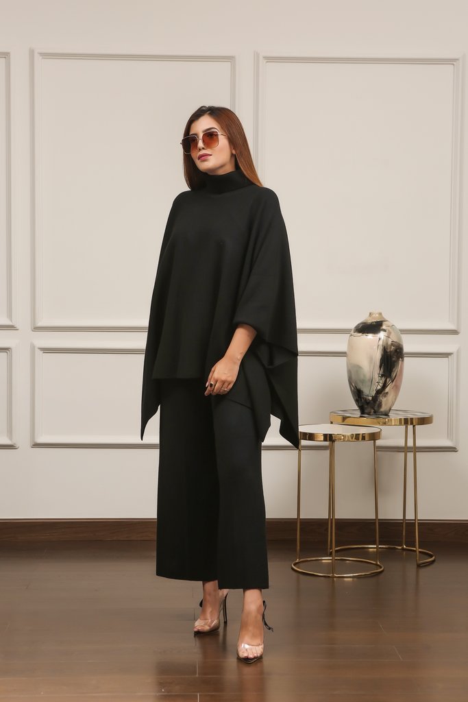 Lily Knitted Cape Black Separates