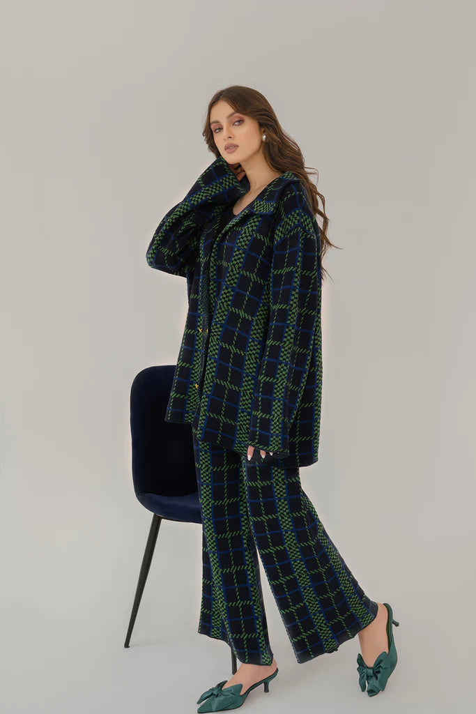 Sabrina Checkered Green Suit