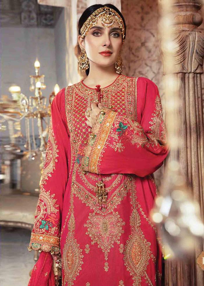 UNSTITCHED - MARIA B AQUA AND SALMON PINK BD-2302