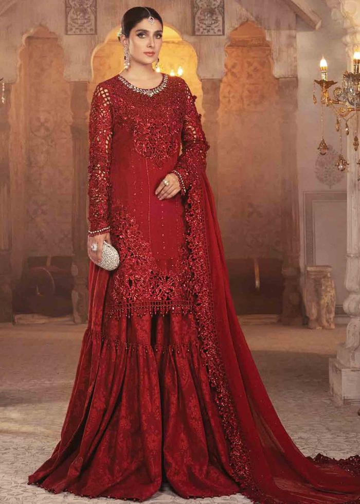 UNSTITCHED - MARIA B RUBY RED BD-2305