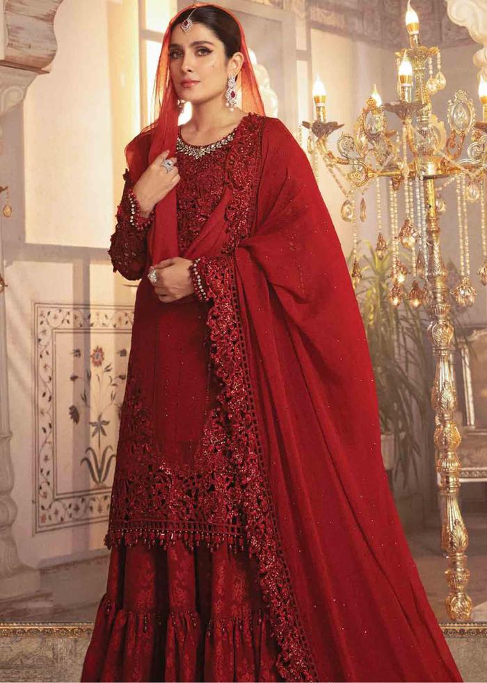 UNSTITCHED - MARIA B RUBY RED BD-2305