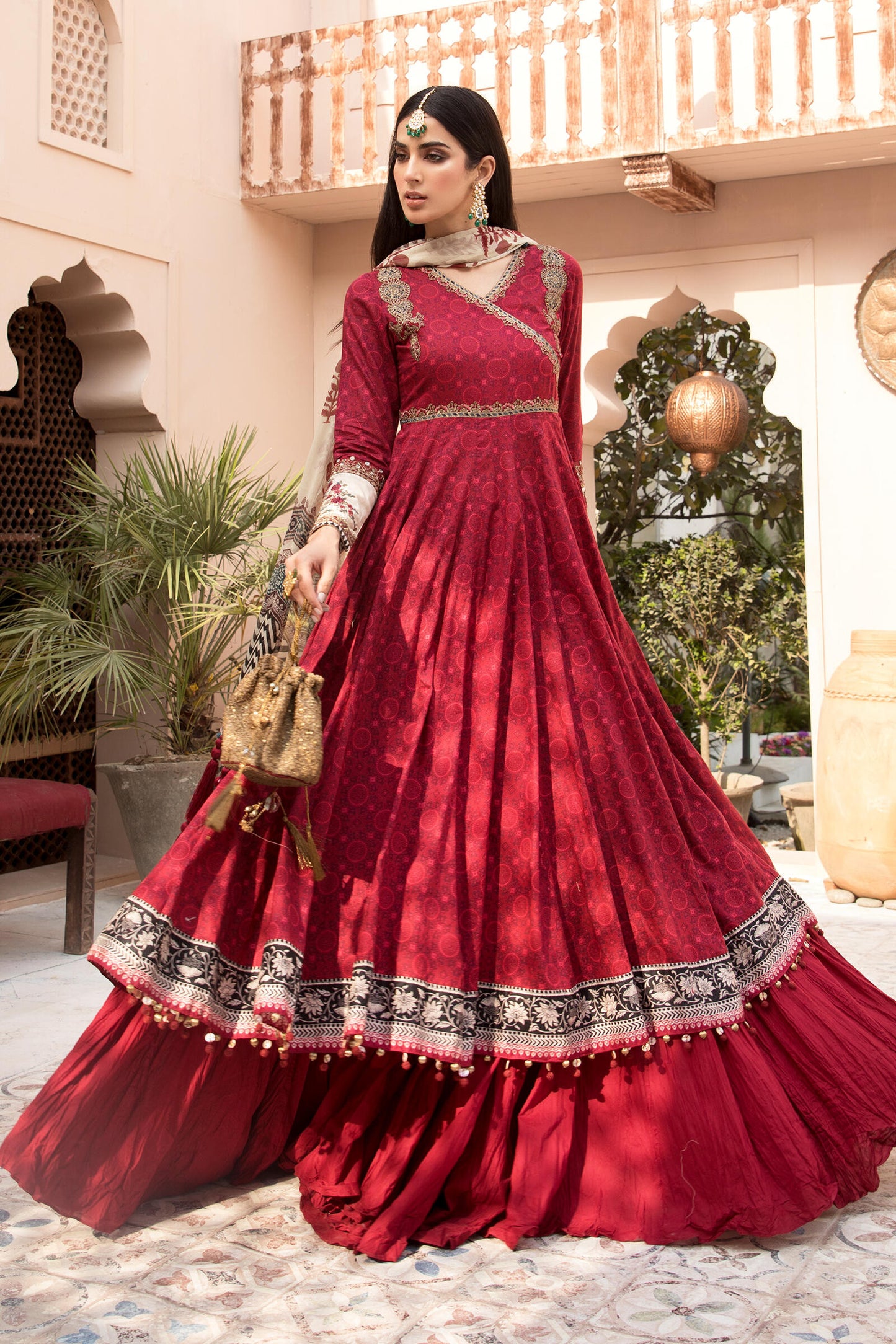 Unstitched Lawn EL-21-03-Maroon