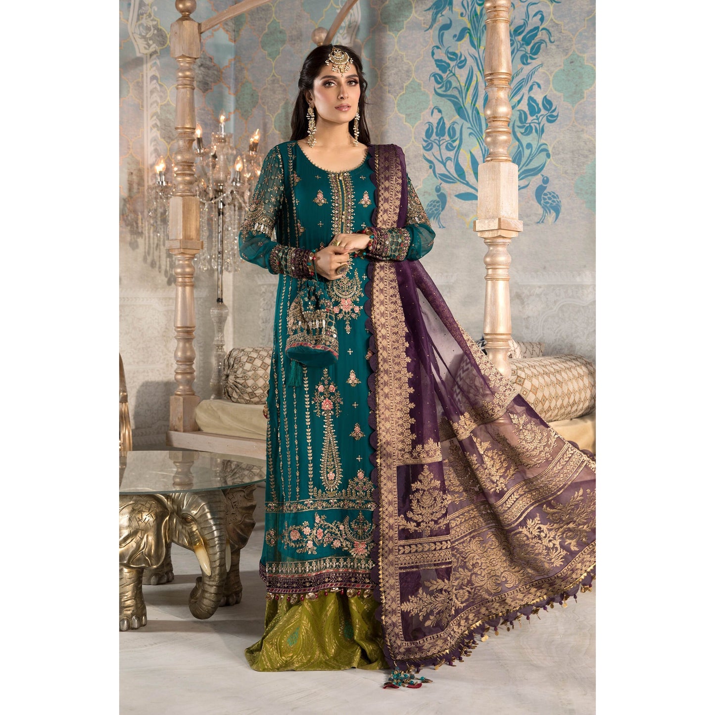 Teal blue, Olive Green and Purple (BD-2202)