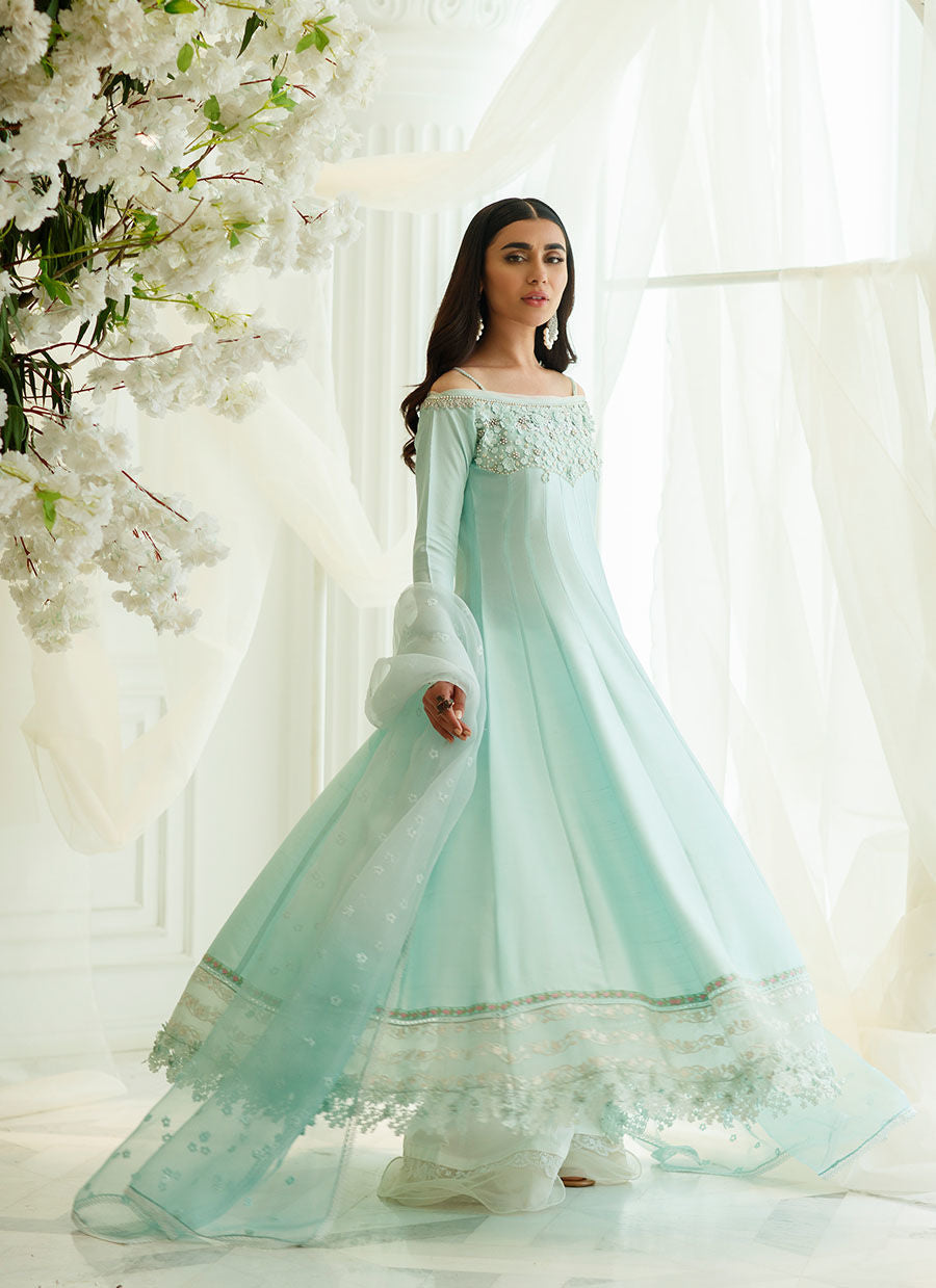 MYKONOS BLUE KALIDAAR AND DUPATTA