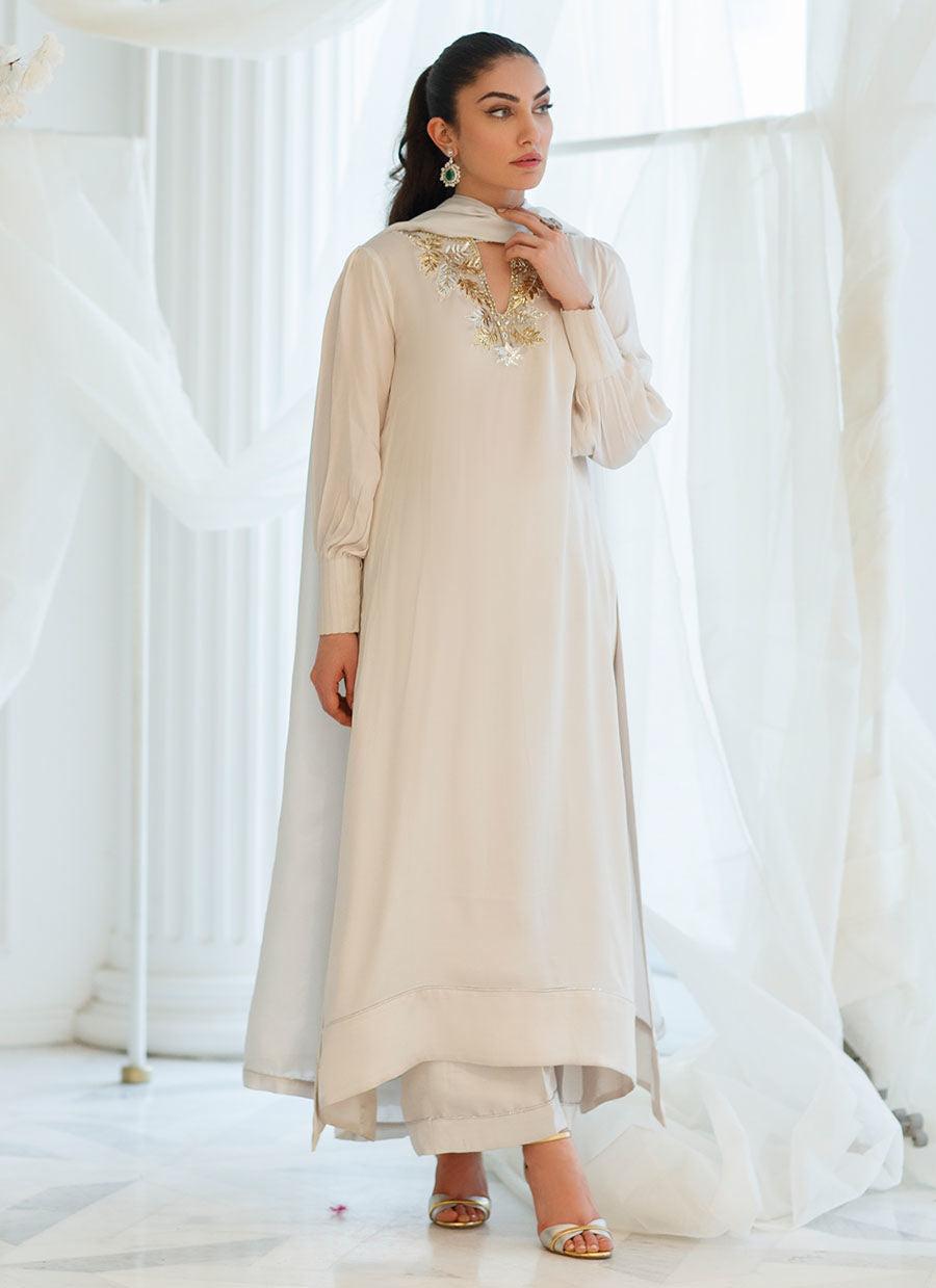 SILVER FOIL SHIRT AND DUPATTA