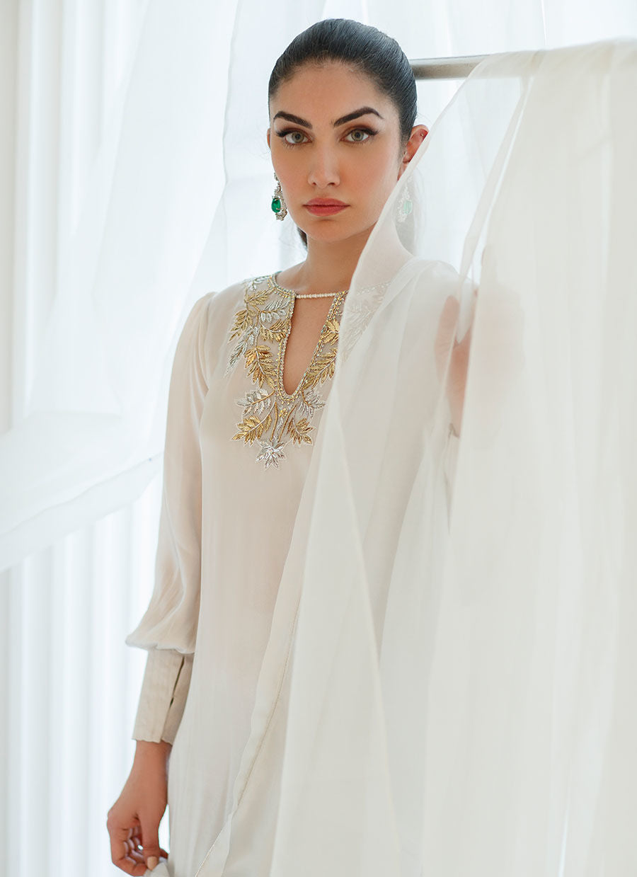 SILVER FOIL SHIRT AND DUPATTA