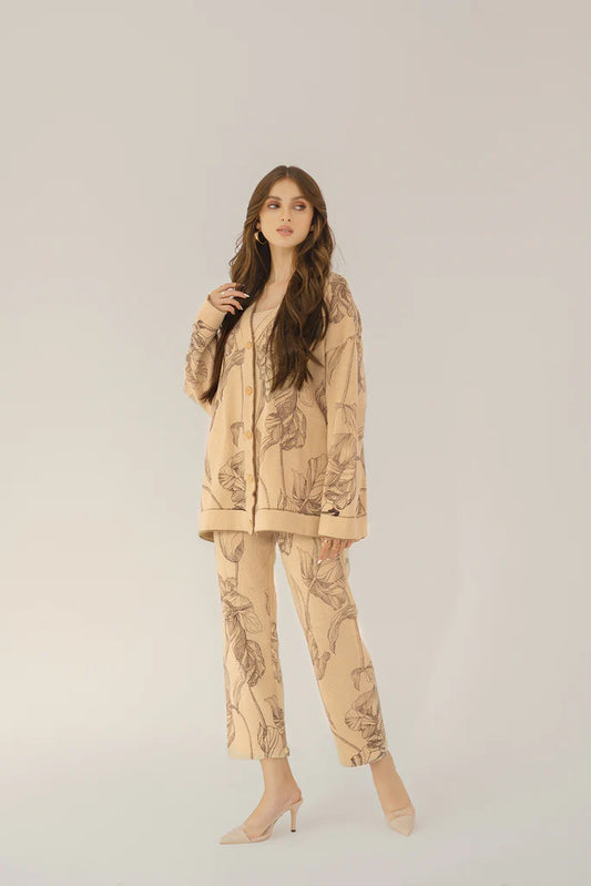 Alia Brown Printed Two Piece Suit