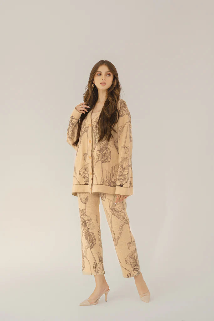 Alia Brown Printed Two Piece Suit