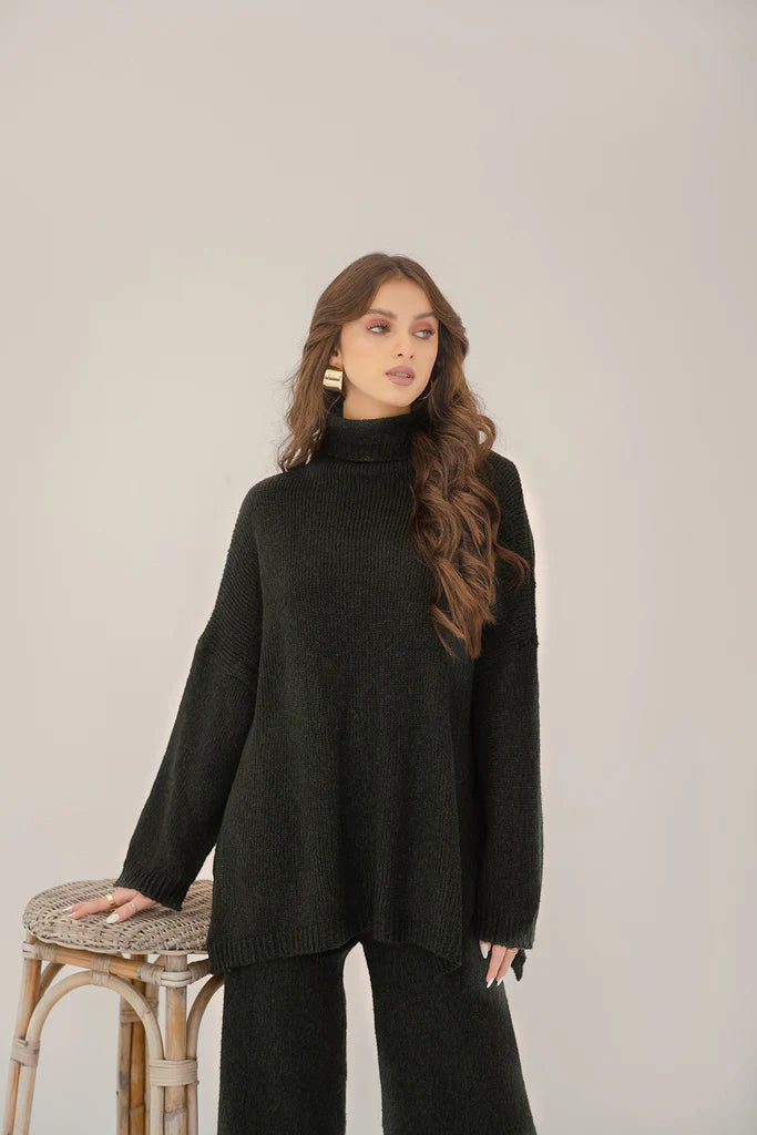 Bey Dark Green Green Cable Oversize Set