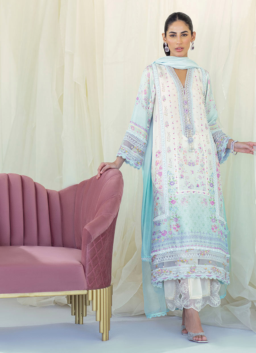 FRANNIE OMBRE SILK SHIRT AND DUPATTA