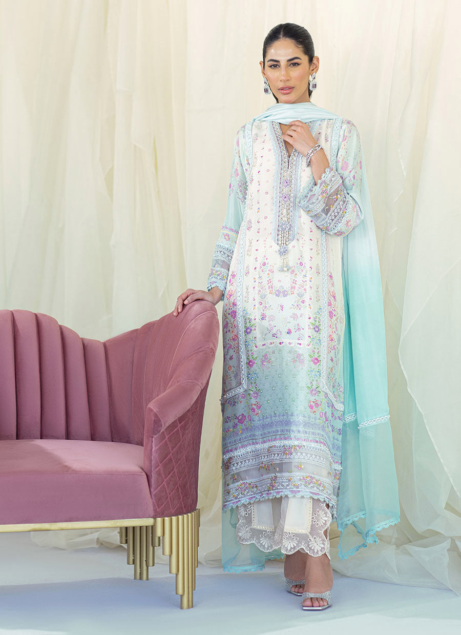 FRANNIE OMBRE SILK SHIRT AND DUPATTA