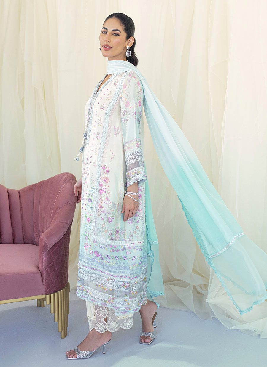 FRANNIE OMBRE SILK SHIRT AND DUPATTA