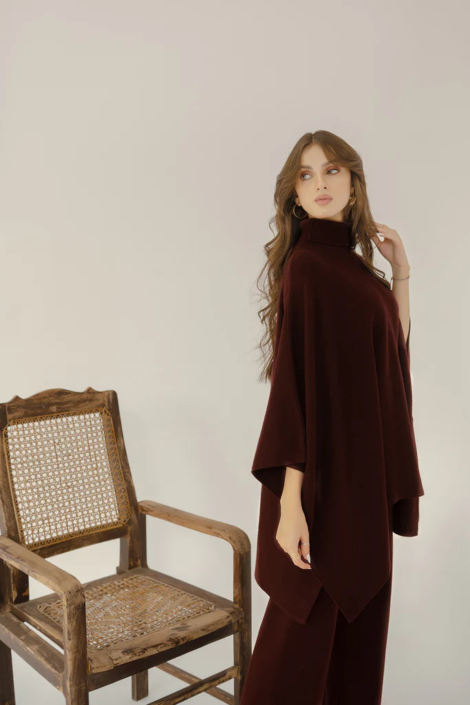 Lily Knitted Cape Plum Separates
