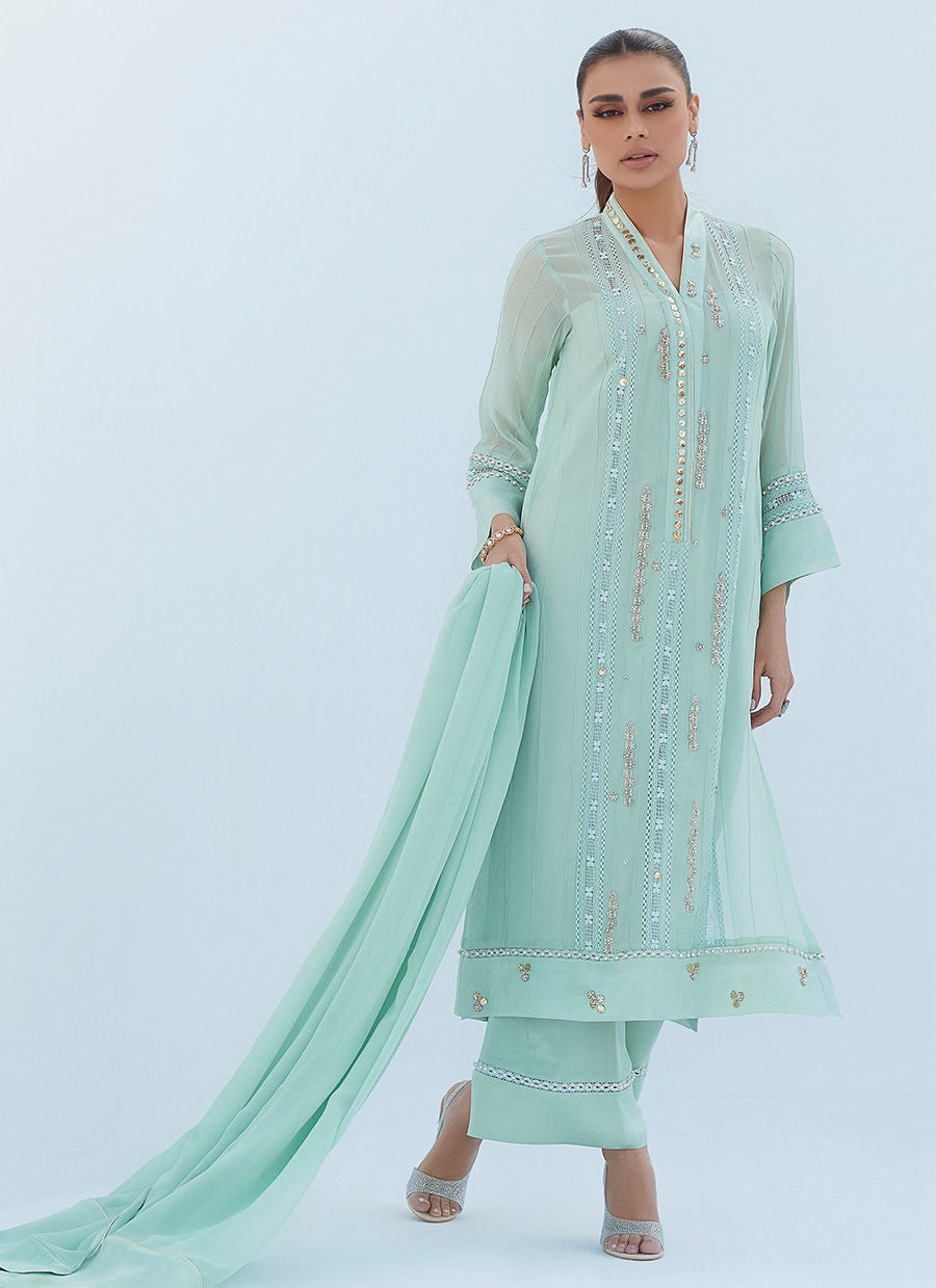 MELISSA AQUA SHIRT AND DUPATTA