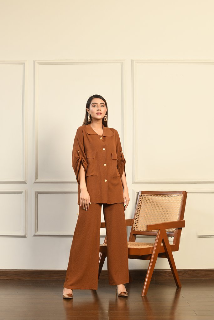 Maria buttoned separates Brown