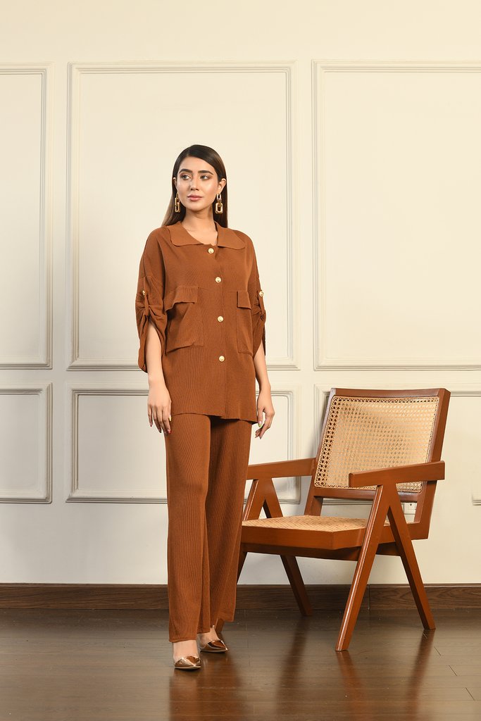 Maria buttoned separates Brown