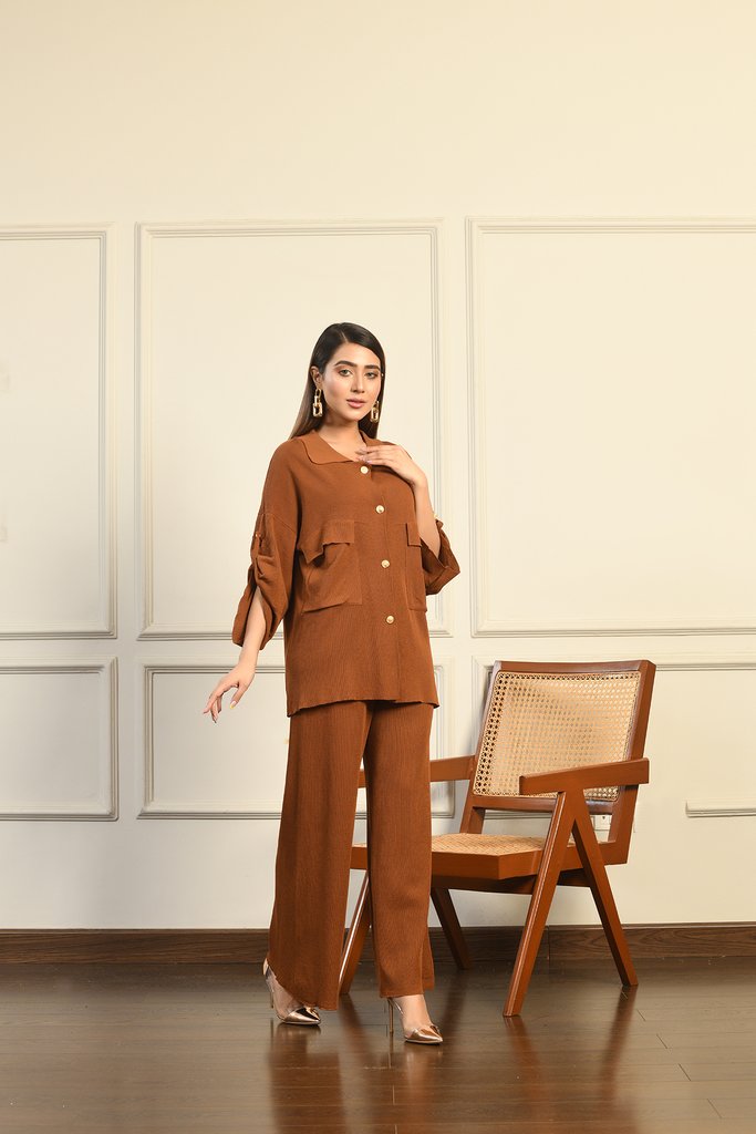 Maria buttoned separates Brown