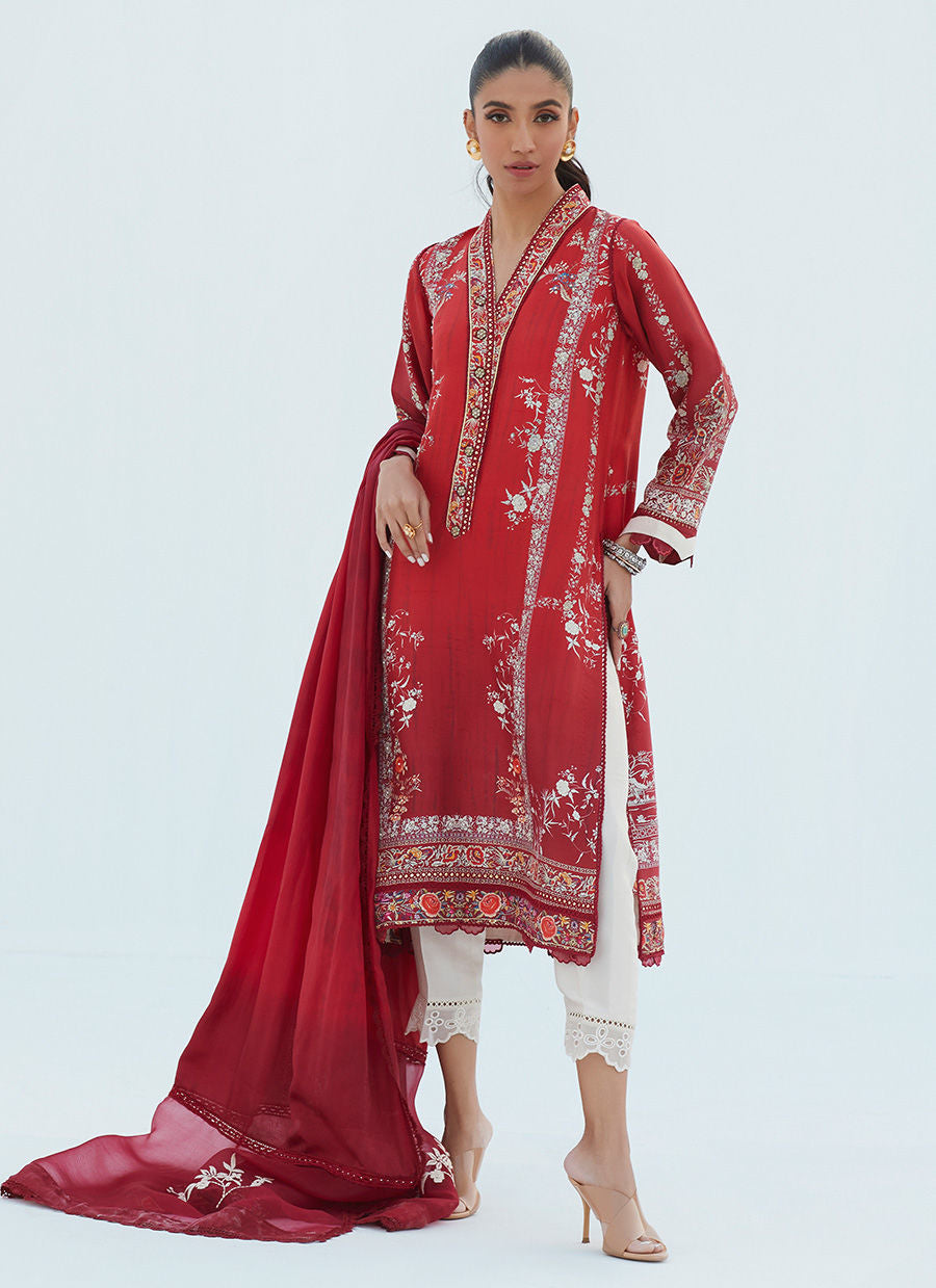 RIE CRIMSON SHIRT AND DUPATTA