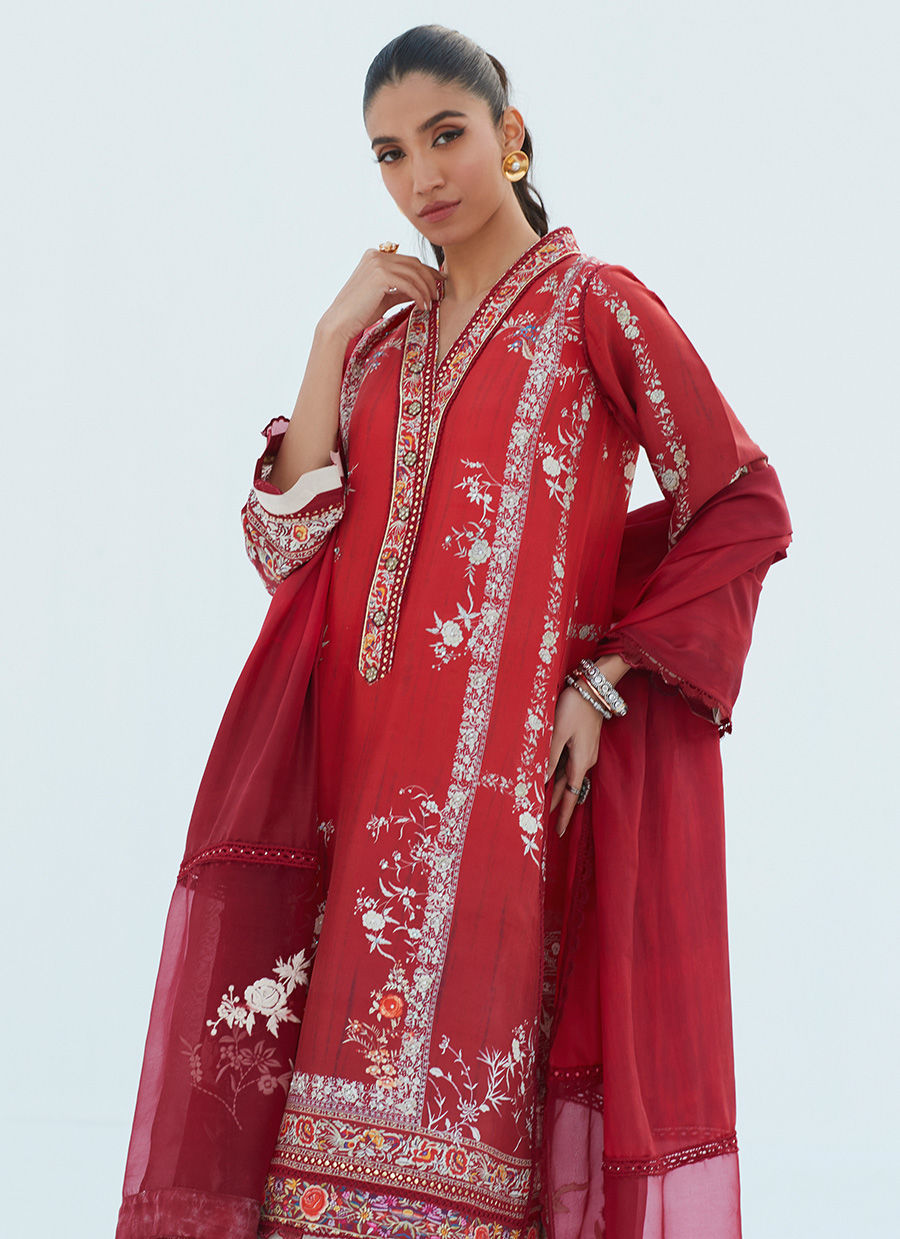 RIE CRIMSON SHIRT AND DUPATTA