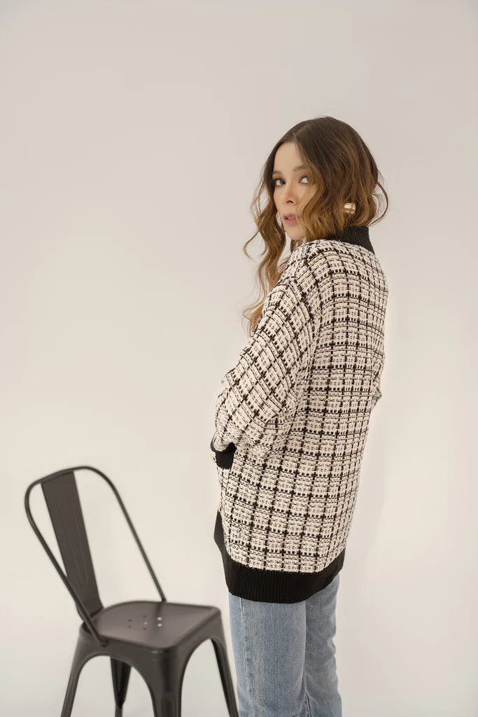 Roma Textured Checkered Sweater