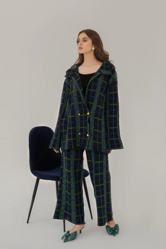 Sabrina Checkered Green Suit