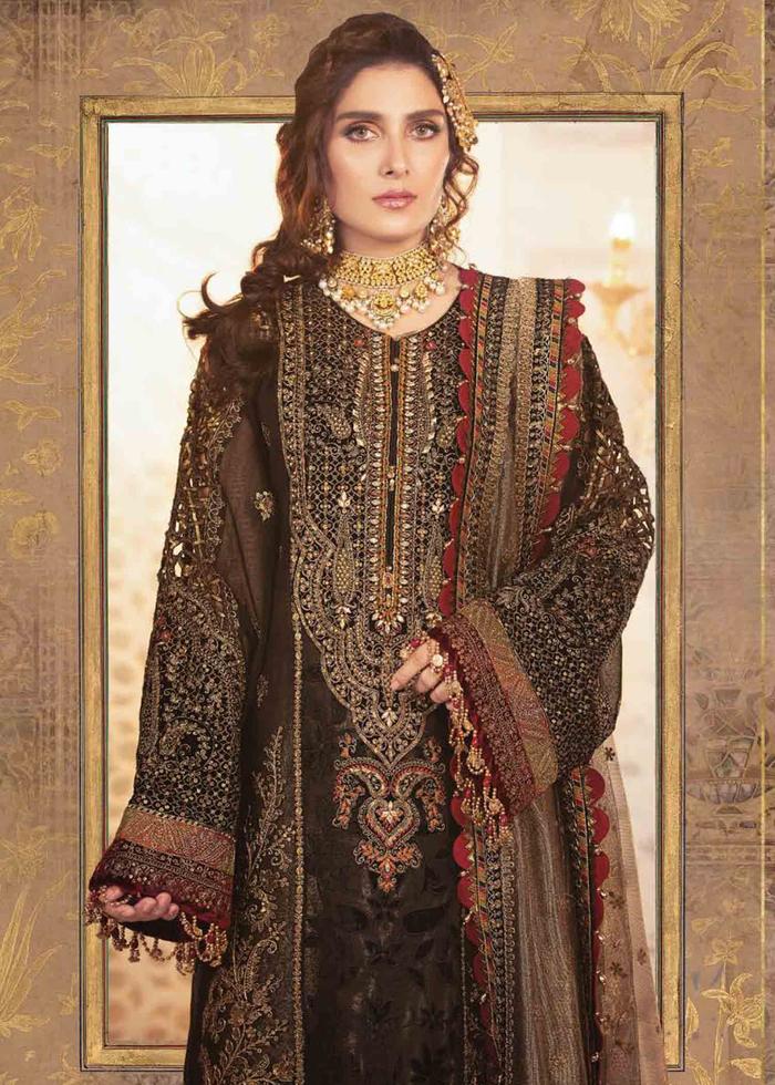 UNSTITCHED - MARIA B BLACK AND BURNT GOLD BD-2301