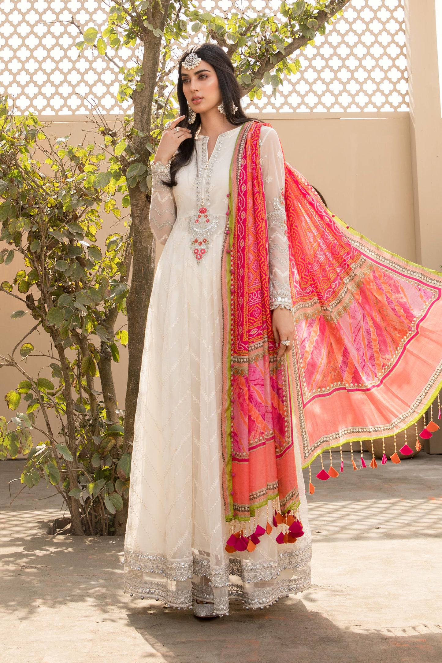 Unstitched Lawn EL-21-08-White and Pink