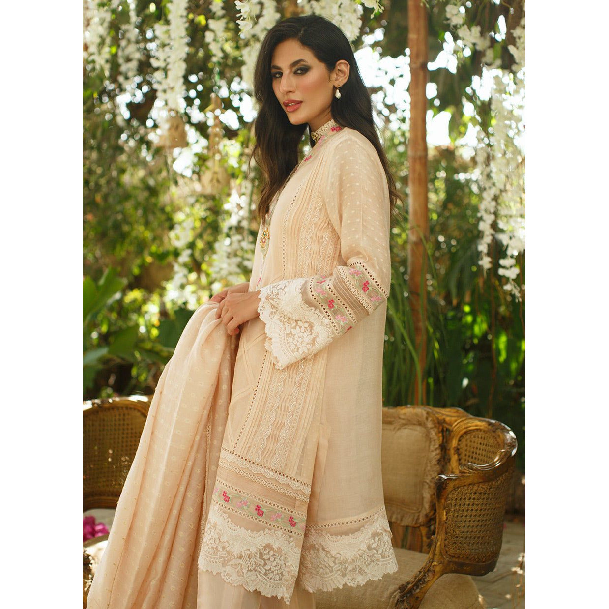 PEACH ELSIE SHIRT AND DUPATTA