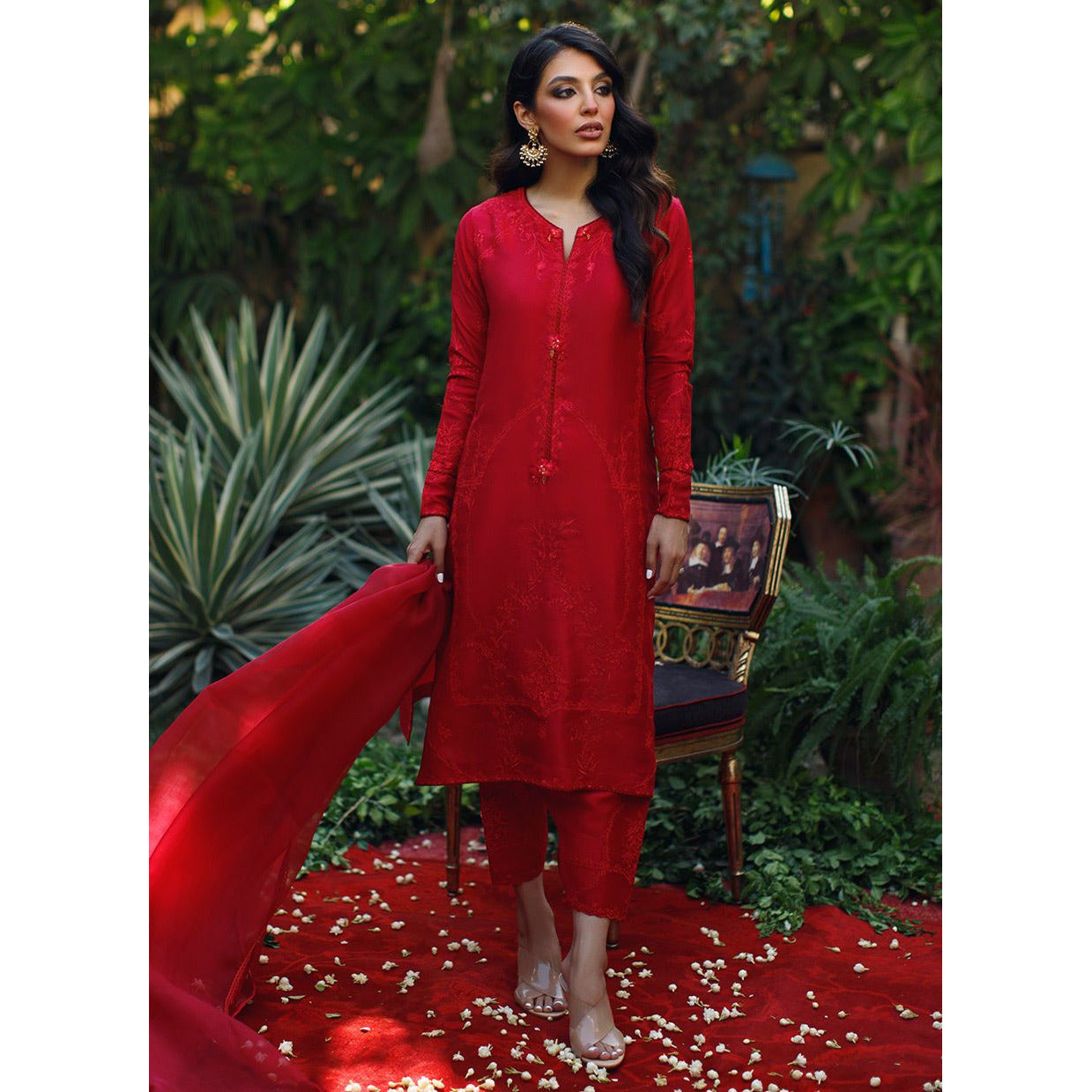 RILEY RED SHIRT AND DUPATTA